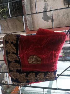 Peach & Gold Embroidered Saree With Blouse