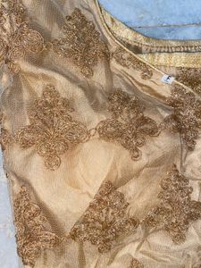 Weading Golden Lahnga Choli With Boatneck Blouse