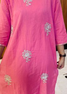 Pink Embroidered Kurti