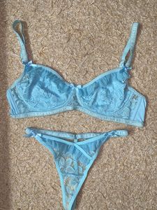 cyan blue lace set