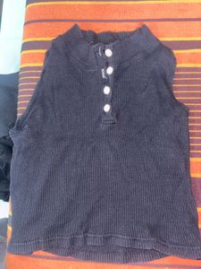 Ribbed Tank Top with Buttons