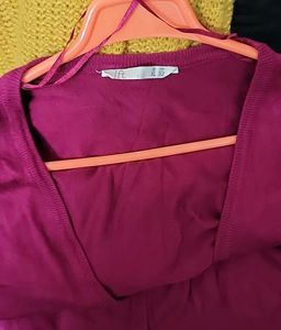 Elegant Cherry Color Cardigan