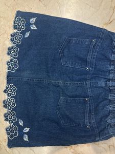 Denim Embroidered Skirt