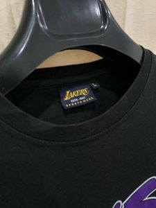 Lakers Drop Shoulder Black Tshirt