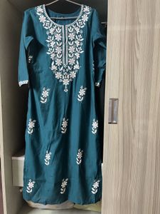 Rama Coloured Lucknowi Kurti