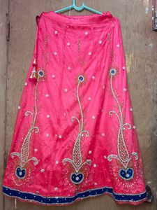 Pink Embellished Lehenga Skirt