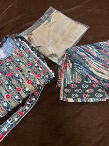 Embroidered Suit Set with Belt