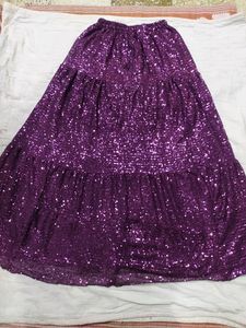 Glittering Shining Skirt With Purple Colour