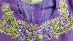 Purple Saree With Beautiful Embroidery