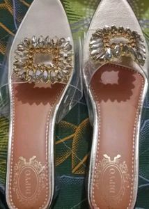 Elegant Clear Heel Rhinestone Slides