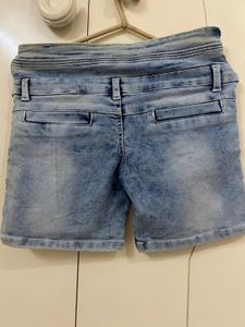 Blue Denim High-waist Shorts