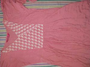 Pink puff sleeve short kurti