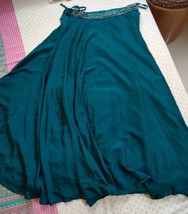 Teal Crop Top and Skirt Set