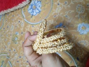 Pearl Bangles...golden...pack 4