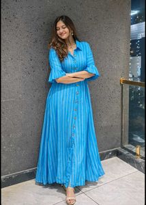 Blue Striped Shirt Dress