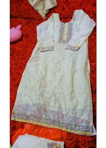 White Colour Kurta Set For Women