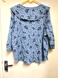 Floral Ruffle Collar Blouse