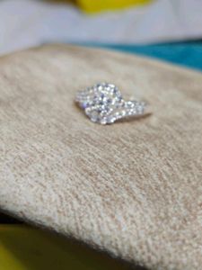 Pure Silver Diamond Cluster Engagement Ring