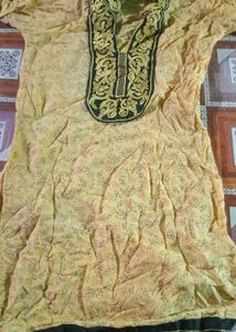 yellow pure cotton kurti