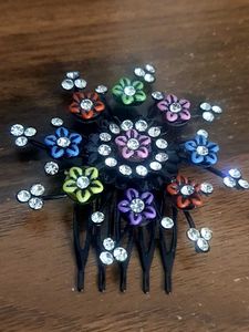 Floral Rhinestone Hair Comb