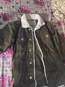 dark green denim jacket