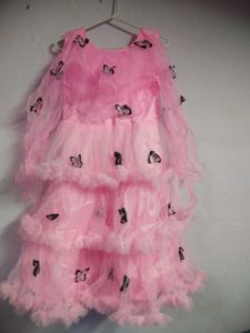 Pink Butterfly Layered Dress