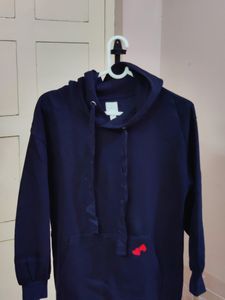 💥BUY1GET1💥 H&amp;M navy blue H&amp;M hooded sweatshirt dress