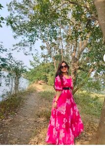 Floral Pink Maxi Dress