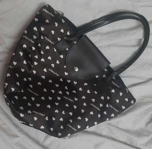 Cutesy Heart Print Brown Bag