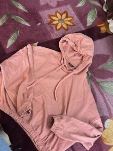 Pink Cropped Hoodie