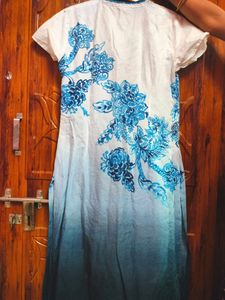 W Women Blue Floral Kurta