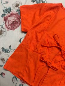 Orange Tie-Front Top