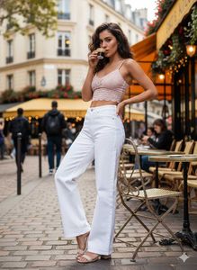 🤑M@28 Size-26 White Flare Jeans