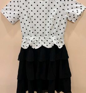 Polka Dot Top And Frill Bottom In Black Colour