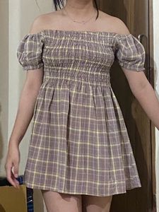 Sleeve Paid Ruffle Mini Dress