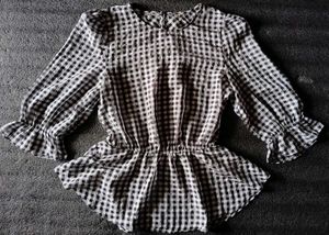 Checked Peplum Top
