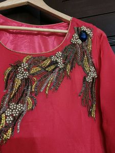 Embellished Pink Ethnic Kurta Palazzo Set