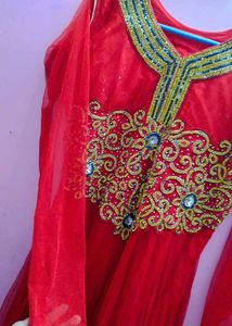✨ Elegant Red Anarkali Gown