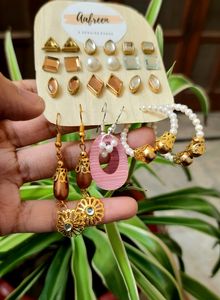 12 Pairs Of Dainty Antique Gold Studs &amp; Earrings