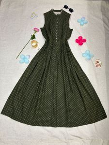 Vintage Olive Midi Dress