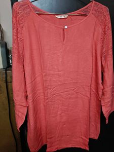 Coral Lace Sleeve Top