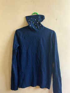 Turtle Neck Top With Pearls