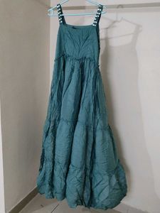 Elegant Teal Ethnic Maxi Dress with dupatta