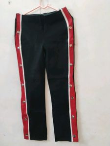 Striped Button Detail Pants
