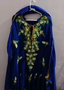 Blue Embroidery Kurti Set With Dupatta