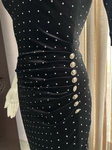 Studded Black Velvet Dress