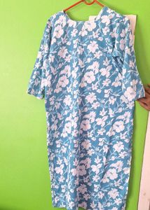 Floral Print Blue Kurta
