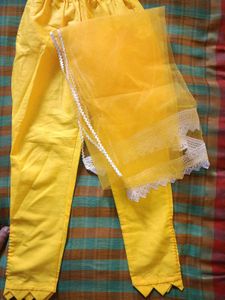 Yellow Kurta with Lace Detail