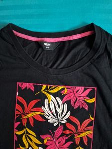 Black Chest Print Full Sleeves Tshirt