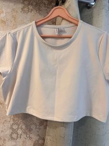 H&M Cream Crop Top, Bust- 36/38